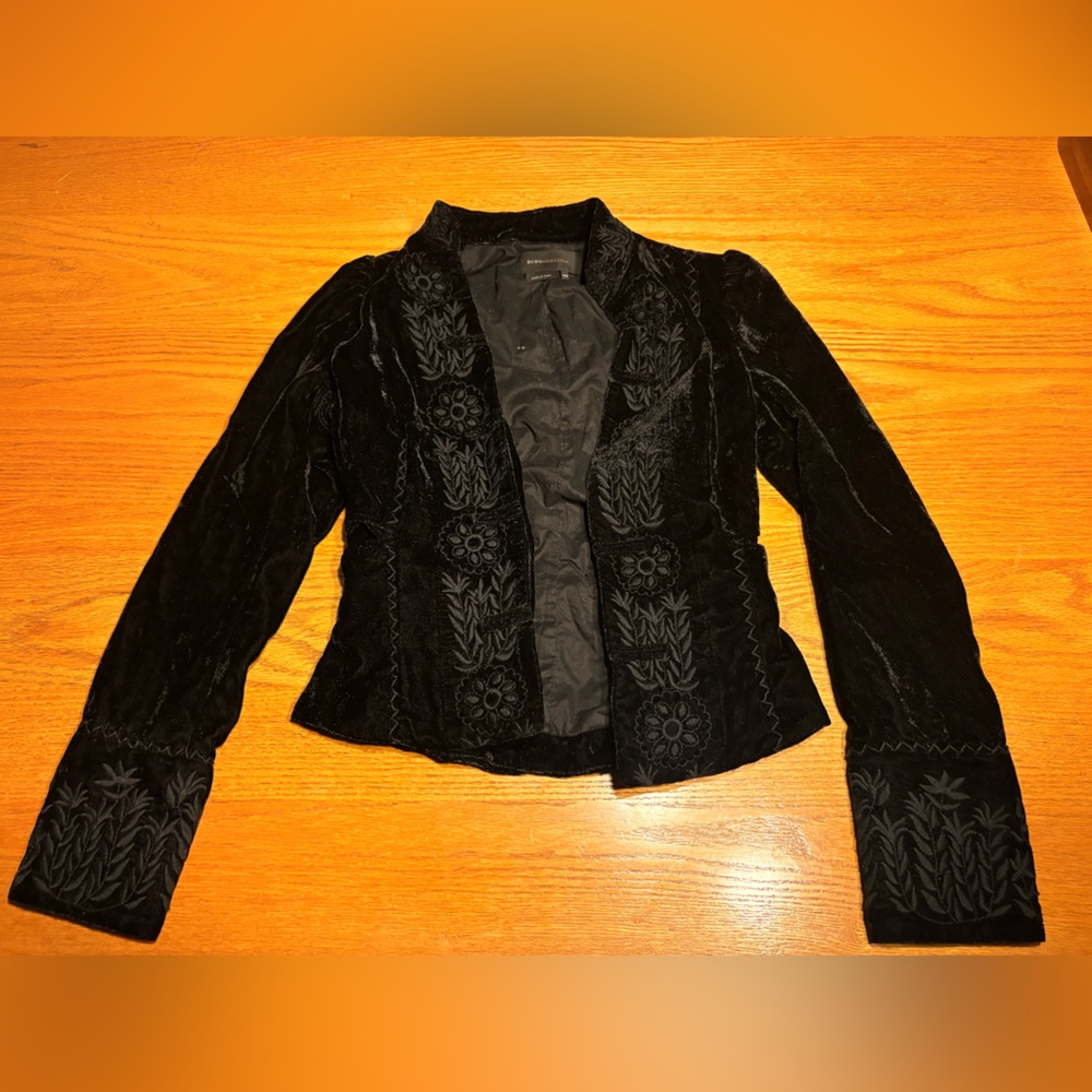BCBGMaxAzria Black Embroidered floral Women's Jacket